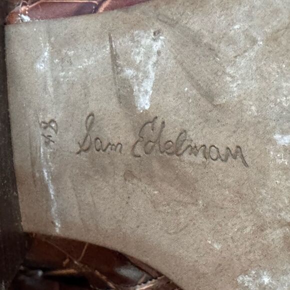 Same Edelman Cari Brown Embossed print Booties size 8.5 - Picture 6 of 12